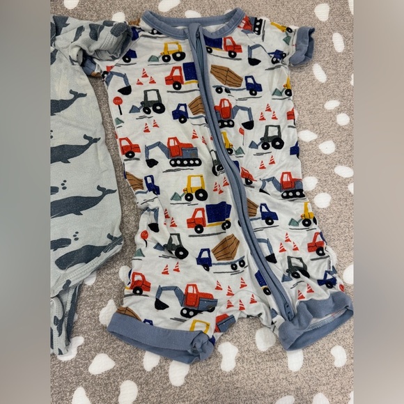 Lot of 6 bamboo footies shortie romper onesie baby boy checkered dogs animals - Picture 4 of 14